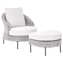 Garden Armchair with Ottoman ARCILLE PE Rattan Grey