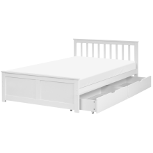 Bed with 2 Drawers OLENDON Pine Wood White 120 x 200 cm (EU Small Double)
