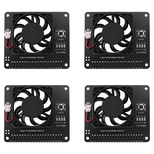 4X Argon Fan HAT for Raspberry Pi 4/ 3 Cooling Fan with Software Adjustable Speed / 40mm  Fan for Raspberry Pi4