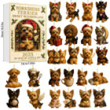 (Yorkshire Terrier)Jolie boîte aveugle calendrier de l'avent de Noël acrylique animal avec compte à rebours 24 jours