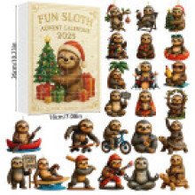 (Sloth)Jolie boîte aveugle calendrier de l'avent de Noël acrylique animal avec compte à rebours 24 jours