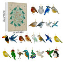 (Bird)Jolie boîte aveugle calendrier de l'avent de Noël acrylique animal avec compte à rebours 24 jours