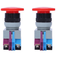 2X Ac 600V 10A Red Mushroom Emergency Stop Push Button 22Mm No Nc