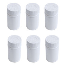 Plastic Empty Medicine Bottles Pill Tablet Container Holder 6Pcs White