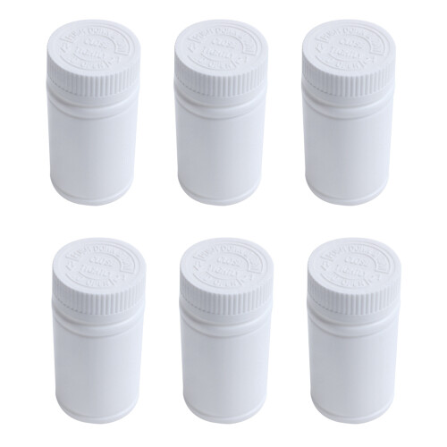 Plastic Empty Medicine Bottles Pill Tablet Container Holder 6Pcs White