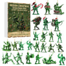 (Style E)Calendrier de l'Avent de Noël Boîte Aveugle avec Ornements Personnage Armée Vert Acrylique