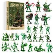 (Style C)Calendrier de l'Avent de Noël Boîte Aveugle avec Ornements Personnage Armée Vert Acrylique
