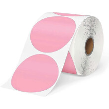 (3-, Pink) Munbyn Pink Thermal Sticker Labels - Self-adhesive Round Diy Labels For Qr Code Logo Design-dzjm2