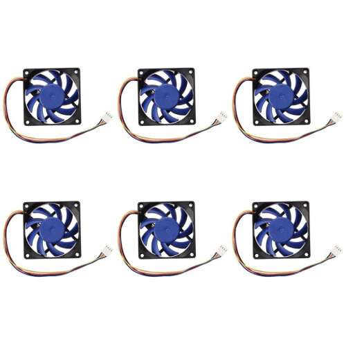 6X 12V  32 70mm 4-Pin Computer Case CFM PWM CPU PC Fan  & Black