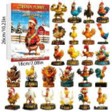 (Funny Chicken)Jolie boîte aveugle calendrier de l'avent de Noël acrylique animal avec compte à rebours 24 jours