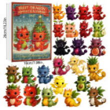 (Fruit Dragon)Jolie boîte aveugle calendrier de l'avent de Noël acrylique animal avec compte à rebours 24 jours