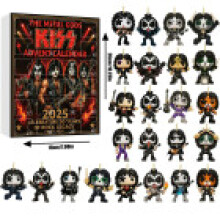 Calendrier de l'avent Kiss Band avec figurines acryliques pour décorations festives cadeaux et