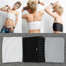 (M, White) Women's Breathable Strapless Chest Breast Binder Trans Cosplay New-hao-dzjm2
