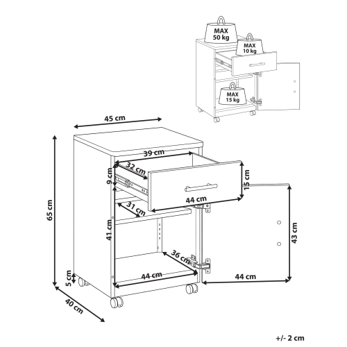 Beliani 1 Drawer Bedside Table OMBURA Metal Beige 2