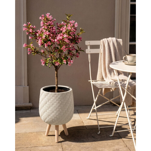 Beliani Elevated Plant Pot PAVONE 27 cm Light Beige 1