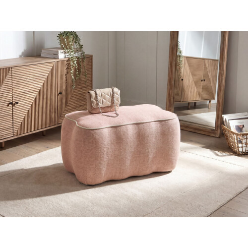 Beliani Upholstered Bench JUNO Fabric Pink 1