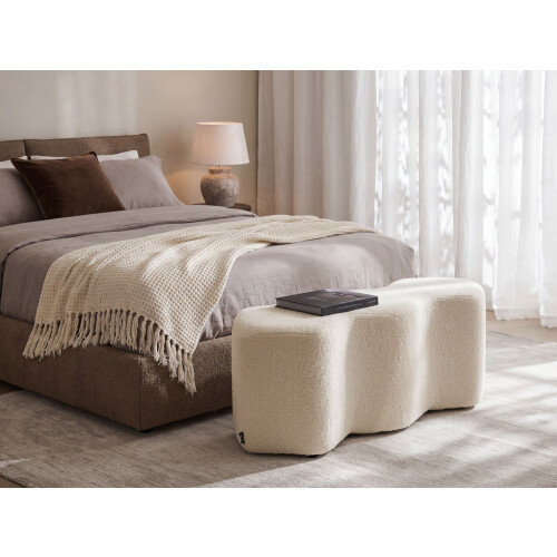 Beliani Upholstered Bench LITTLETON Boucle Off-White 1