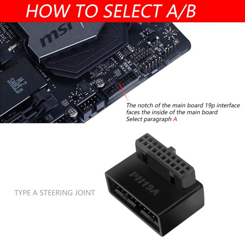 2X PH19B USB 3.0 Intern Header USB3.0 19/20P Socket 90 Degree Adapter Converter för Datormoderkort 2