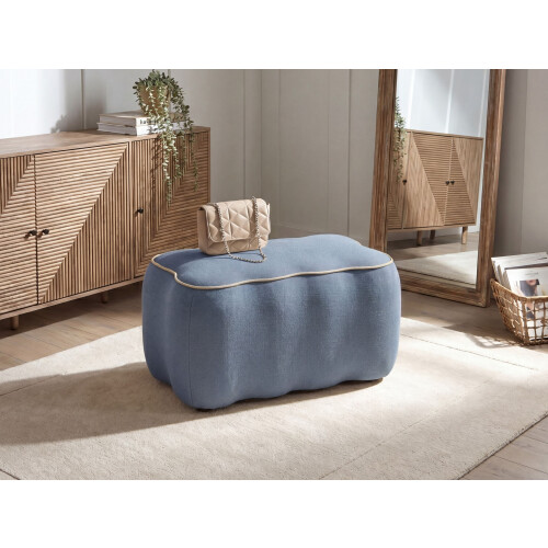 Beliani Upholstered Bench JUNO Fabric Light Blue 1