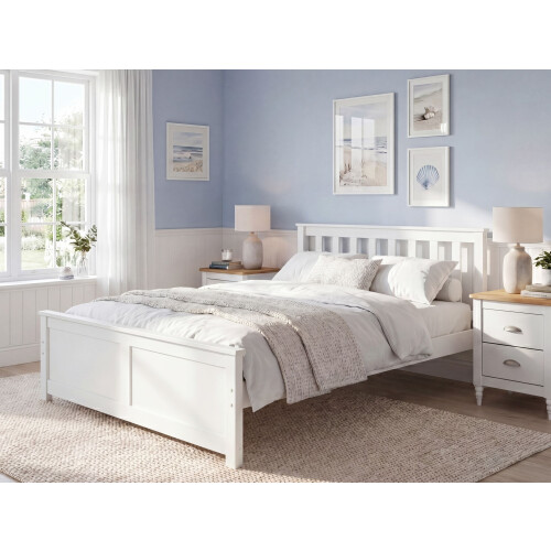 Beliani Bed Pine Wood OLENDON 120 x 200 cm (EU Small Double) White 1