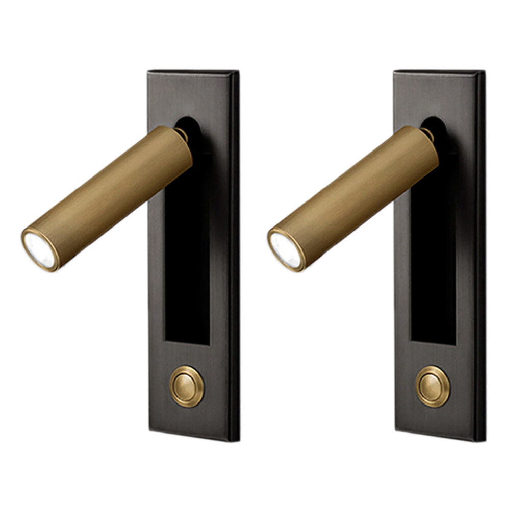 2X Reading S,Headboard Wall Reading Recessed Push Wall Lamps For Living Room, Bedroom Gold Light/Black 6032529482122