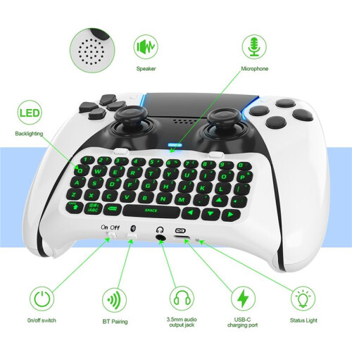 Keyboard for  5 Wireless  Gamepad Keyboard Controller Chat Pad Backlight Built-in Speaker Keyboard A 1