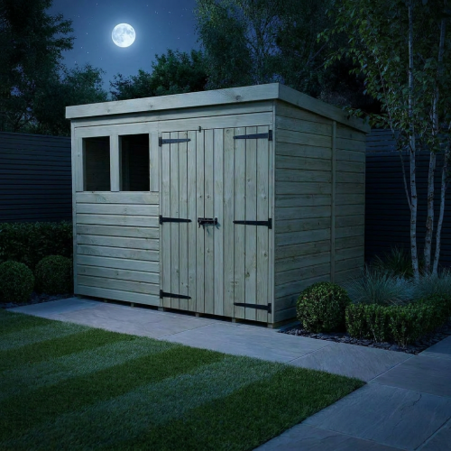 7 x 6 Pent Shed Tanalised (Double Door, With Windows) 2