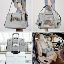 Transportín Suave para Mascotas para Gatos Medianos y Grandes, Material Oxford con Cierre de Cremallera Negro