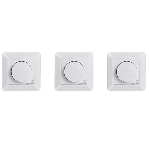3X LED Dimmer , Flush-Mounted Dimmer for Dimmable LED and Halogen, 5-300 W Dimmer  LED, Phase Control Dimmer
