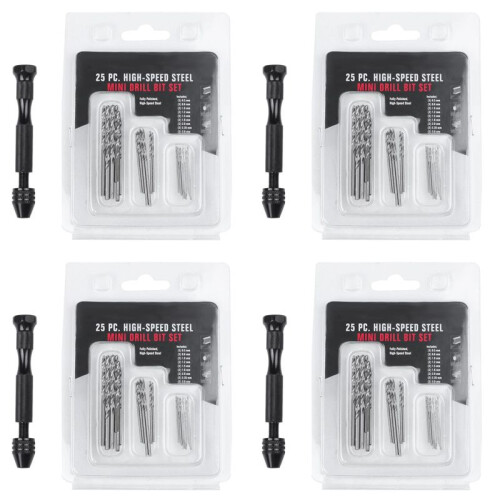 Hand Twist Drill Bits Set,  Hand Spiral Drill with 100pcs 0.3mm to 3.0mm Micro-Drill Bits (Black)