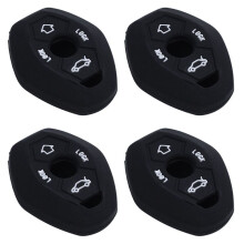 4X 3 Button Remote Key Fob Silicone Case Cover for E46 E39 E63 E36 E81X5 Z3 Z4, Black
