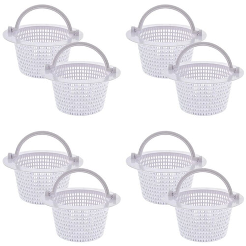 Swimming Pool Skimmer Replacement Basket with Handle, 8 Pack - Above Ground Pool Thru-Wall Skimmer Baskets