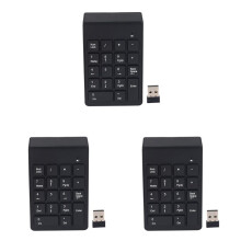 3X Numeric Keypad,18 Keys Wireless USB Number Pad Keyboard with 2.4G  USB Numeric Receiver Black