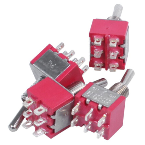 12Pcs AC 250V 2A 120V 5A 6 Pin Terminals /Off/ DPDT Toggle Switches 1