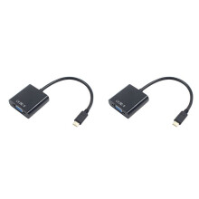 2X USB-C USB3.1 Type C for Adapter Cable VGA Male to VGA Female Video Transfer Converter 1080P for 12 Inch