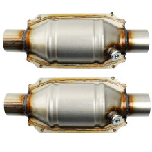 2X Convertisseur Catalytique Universel D'Entrée/Sortie, avec Port O2 et Bouclier Thermique 53004 Convertisseur Catalytique En Acier Inoxydable pour
