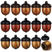 15 Unidades de Amuletos de Bolota de Madeira em Miniatura Pingente de Bolota de Madeira RemovíVel em 3 Cores Caixa de Porca de Bolota de Madeira para
