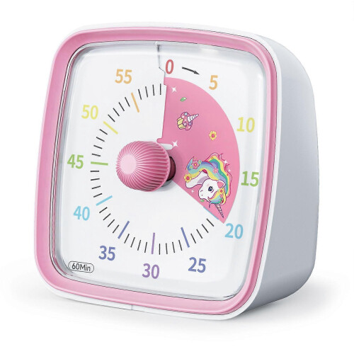 (Pink Unicorn) 60-Minute Visual Timer with Night Light, Countdown Timer,Pomodoro Timer with