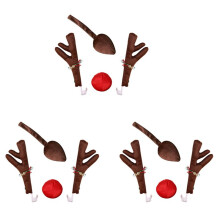 3X Reindeer Decoration Vehicle Nose Horn Costume Set Rudolph Christmas Reindeer Antlers Red Nose Ornaments Elk Antlers