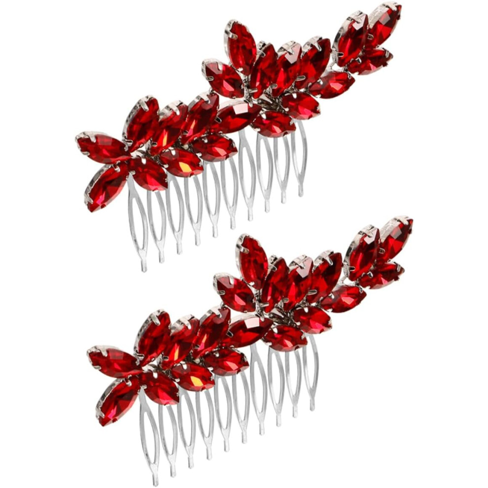 Hkhbjs 2Pcs Bridal Headwear Hair Accessories Small Hair Combs Colorful Rhinestones For Women Metal Material Bride Accessories