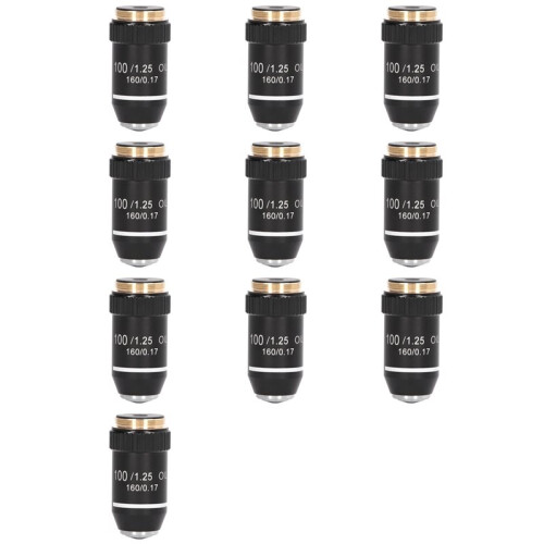 10x Biological Microscope Lens,195 Achromatic Black Objective Lens 100X Oil High Power Objective Interface 20.2mm Thread