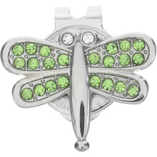 Golfballmarker mit Golfmützenclip, Strass-Golfmützenclip, glänzender Libelle