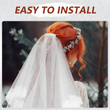 Bride Veil - Wedding Mesh Lace Edge Veil Elegant White Headpiece - Gauze Dress Up Headwear Accessory