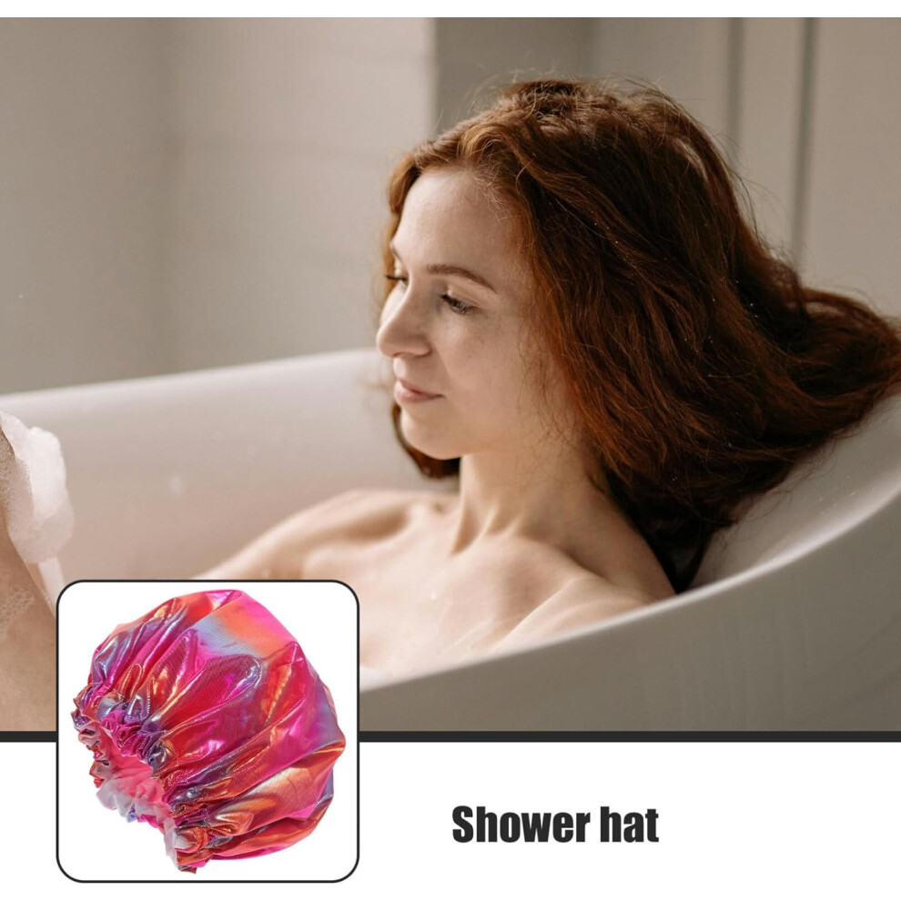 Hkhbjs Double Layer Shower Cap For Women Reusable Bath Cap For Hair Lightweight Portable Shower Hat