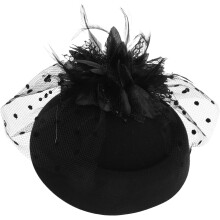 Flower Designed Women Hat Cap Plume Hair Ornament Retro Elegant Headpiece for Festival Cosplay Black