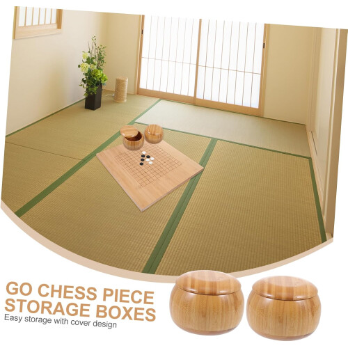 Nanzhu Chess Box Go Chess Gobang Αποθηκευτικά Κουτιά από Μπαμπού για Αποθήκευση Χειροτεχνίας 1