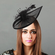 Cappello fascinator con velo: cerchietto da donna con velo in rete e piuma - Copricapo da sposa/matrimonio