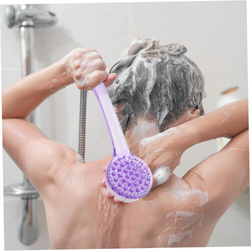 3pcs Long Handle Bath Brush Silicone Scrubber for Back Cleaning Household Bat