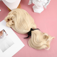 Men Judge Wig Long Haired Curly Artificial Hair Halloween Cosplay Costume Party Accessory Golden