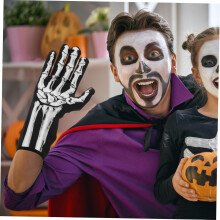 Rękawiczki szkieletowe, rękawiczki z pełnymi palcami na Halloween, antypoślizgowe rękawice motocyklowe ze szkieletem
